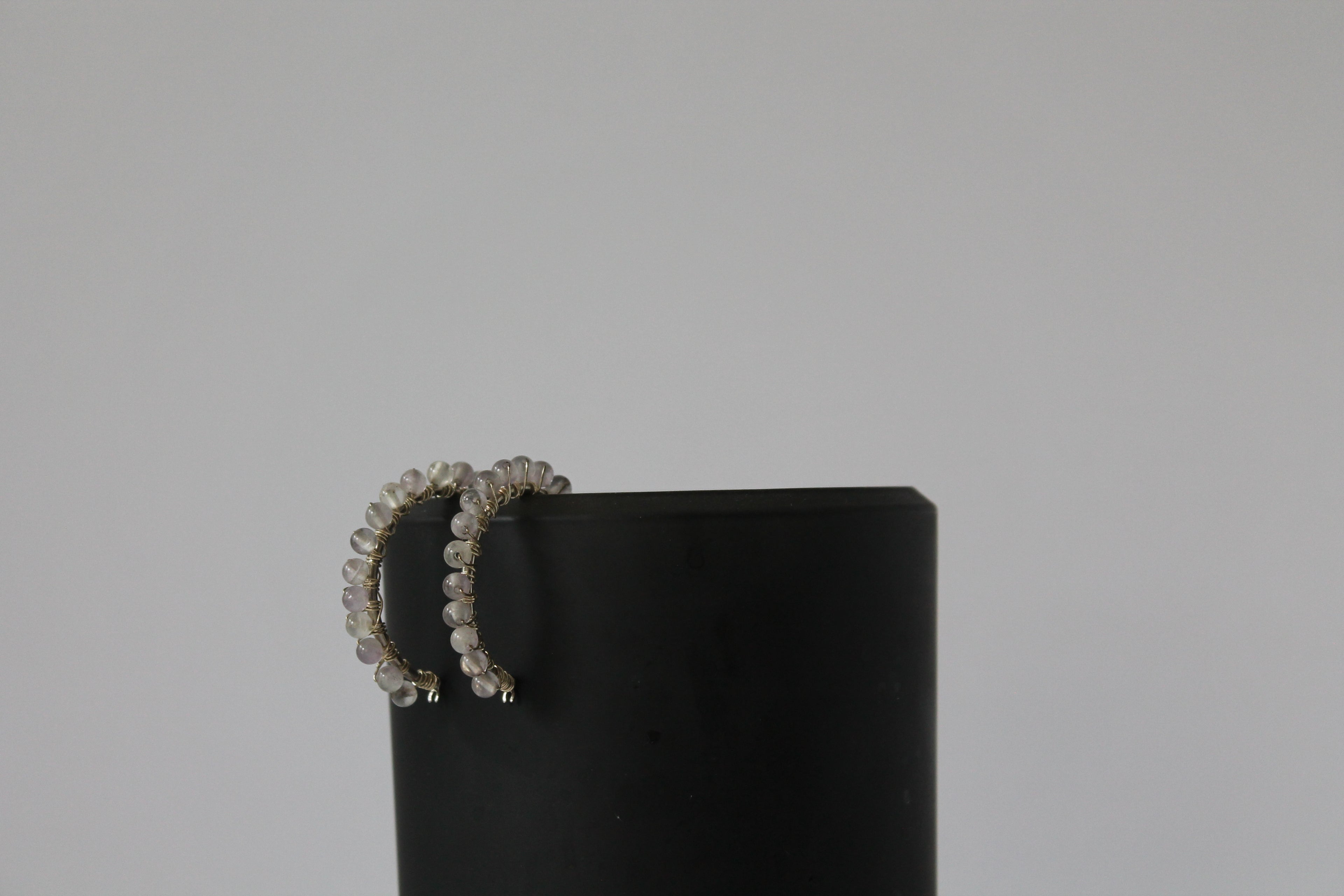 Amethyst Silver Hoop