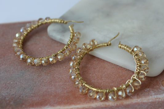 Large Gold Crystal Hoop