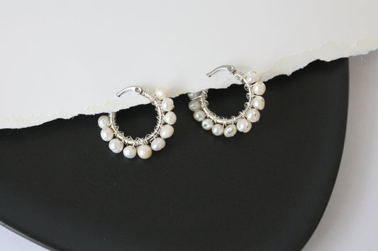 Pearl Silver Small Hoop