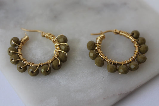 Olive Crystal Hoop