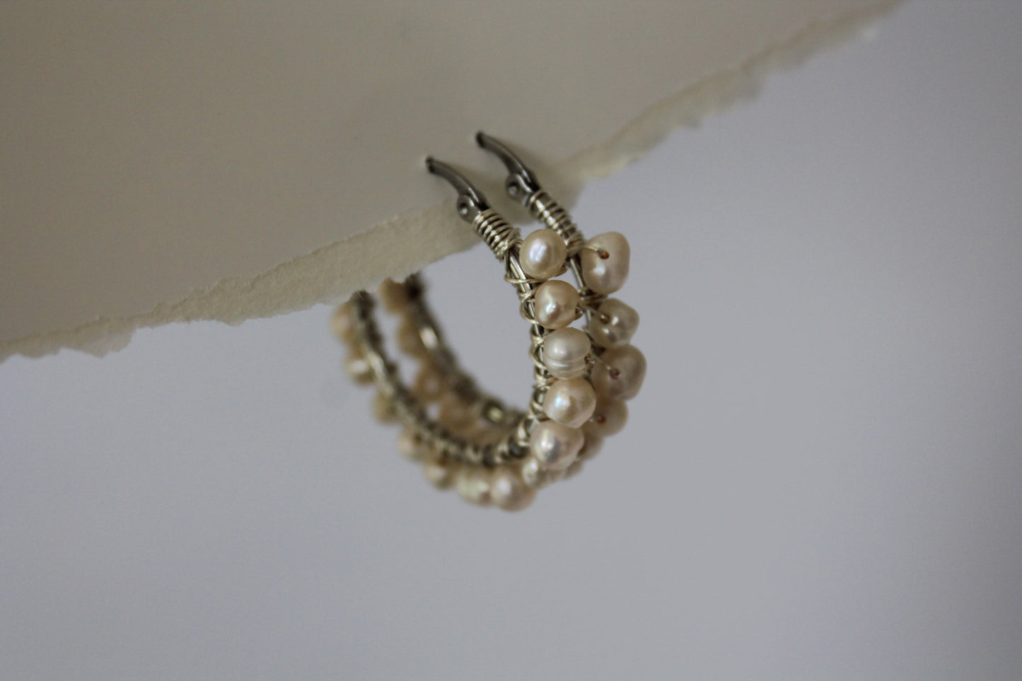 Pearl Silver Hoop